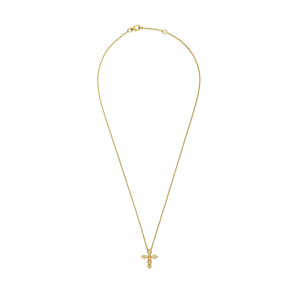 Pendentif Akillis Croix Python sur chaine or jaune et diamants