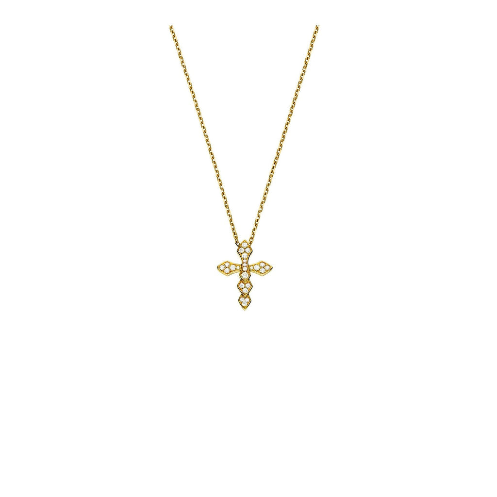 Pendentif Akillis Croix Python sur chaine or jaune et diamants