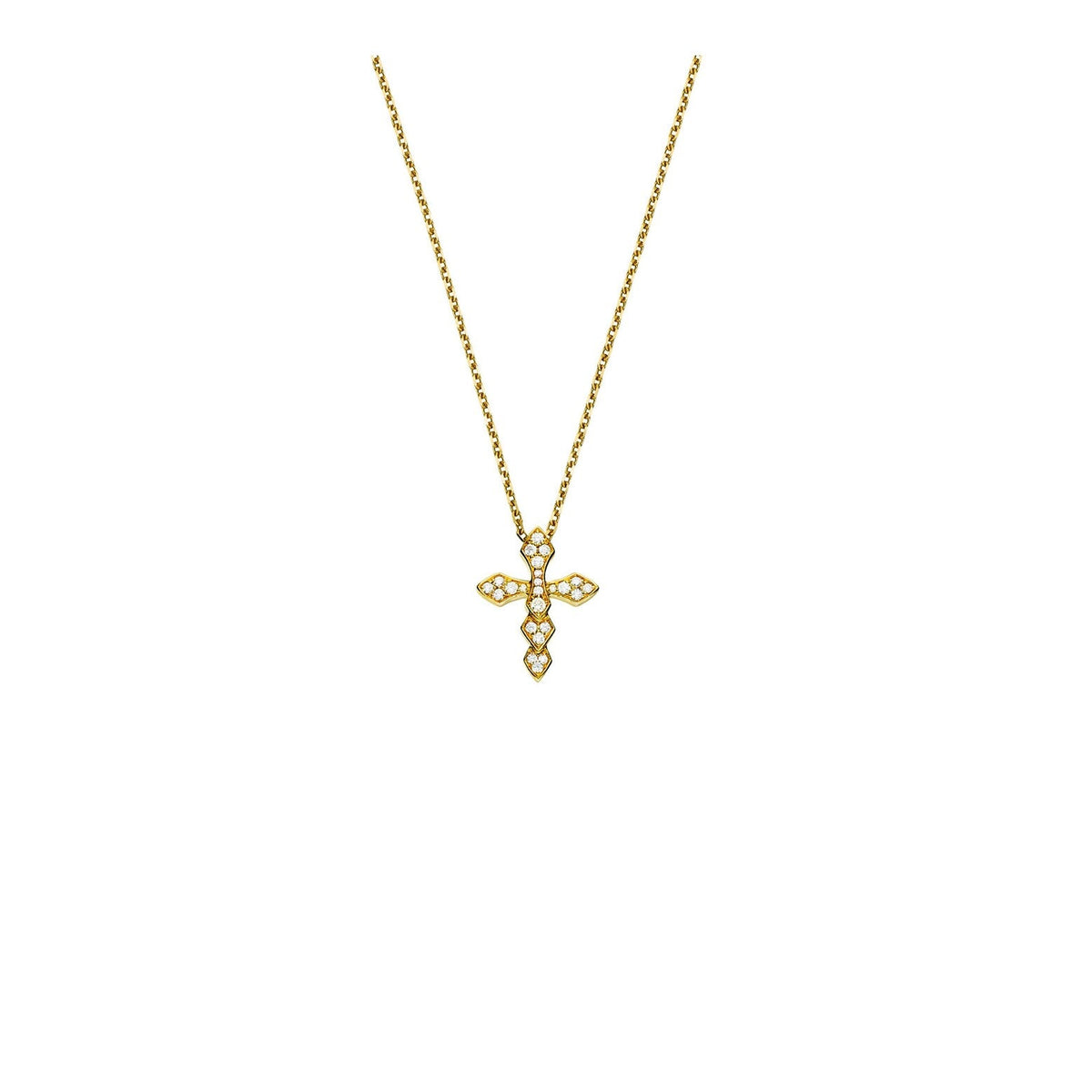 Pendentif Akillis Croix Python sur chaine or jaune et diamants