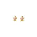 Boucles d'oreilles à visser tortues roses en or 18ct