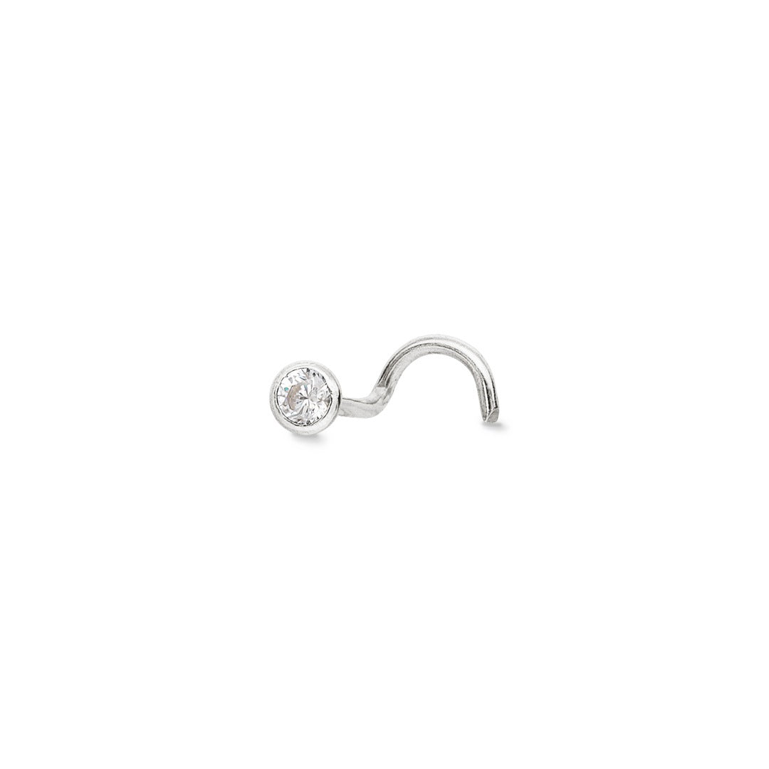 Piercing de nez serti clos en or blanc 18 ct 392-151