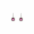 Boucles d'oreilles solitaires Carré en or blanc, rubellite et diamant