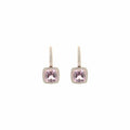 Boucles d'oreilles Solitaire Carré en or rose, tourmaline rose et diamants