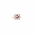 Solitaire en or rose, tourmaline rose et diamants