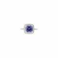Solitaire en or blanc, tanzanite et diamants