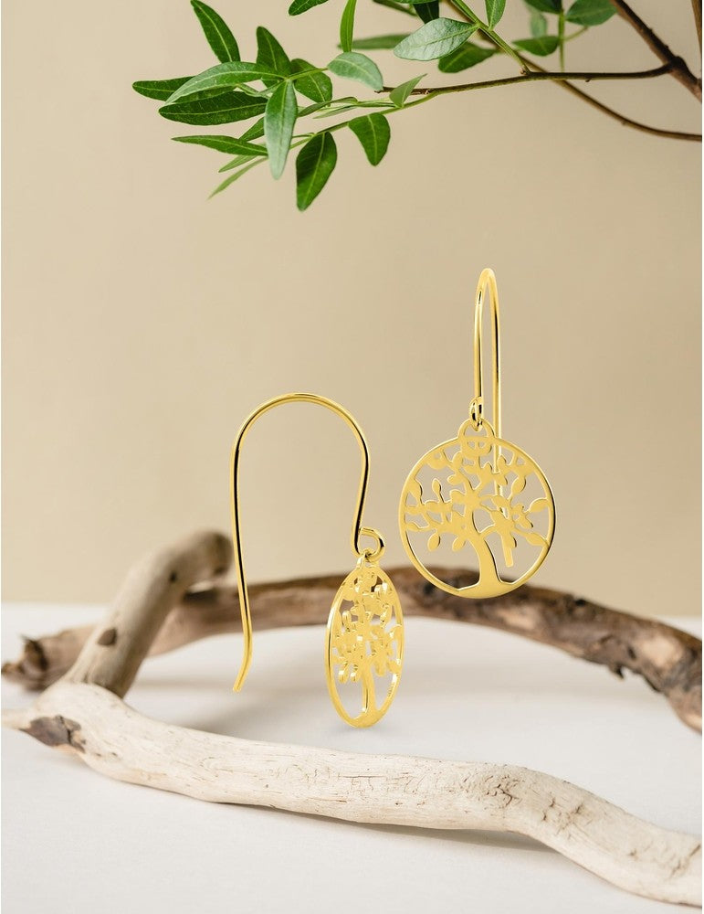 Boucles d'oreilles arbres de vie en or 9ct