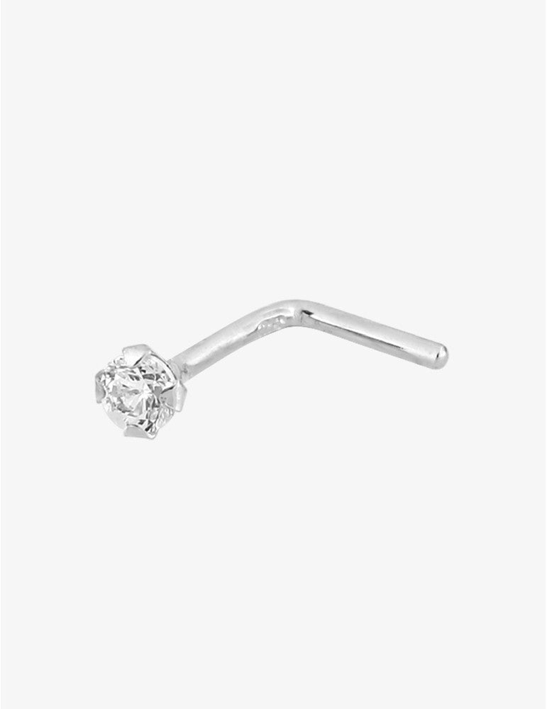 Piercing de nez en or blanc 9ct avec zirconium 492-10