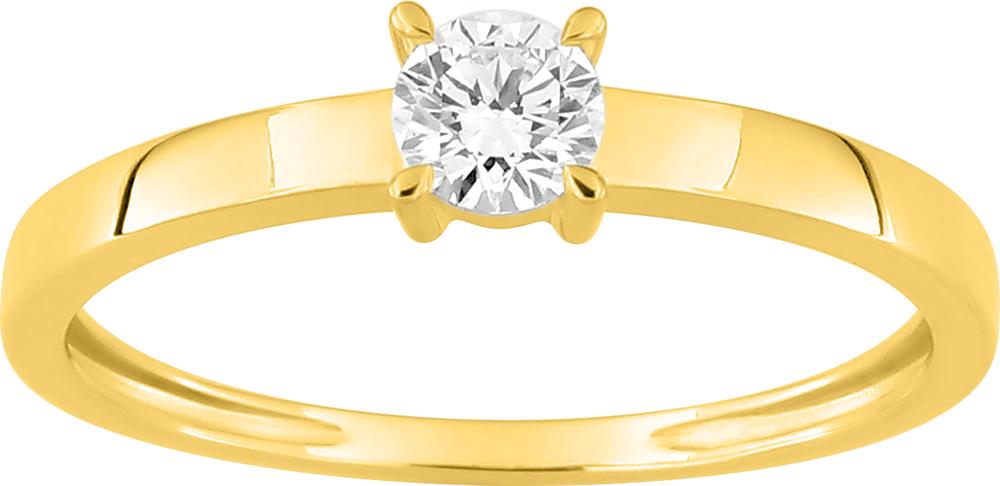 Bague solitaire en or jaune 9ct et diamants de laboratoire 415L10