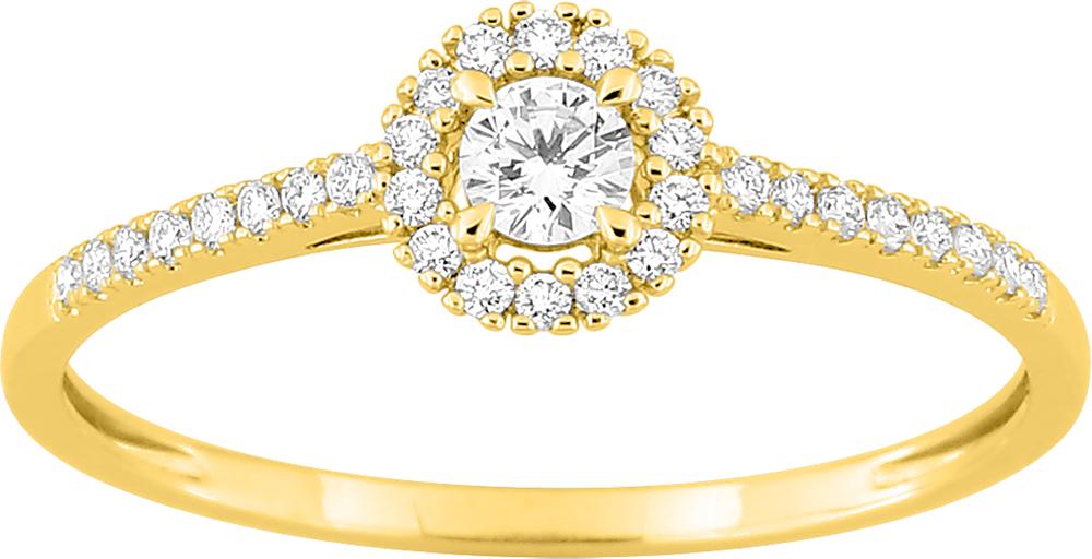 Bague solitaire accompagné en or jaune 9ct et diamants de laboratoire 415L2