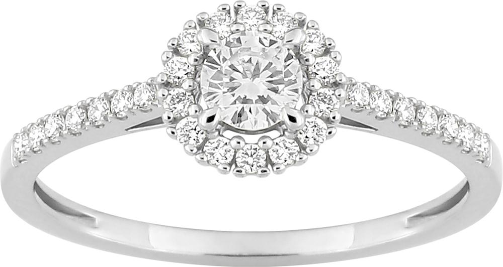 Bague solitaire accompagné en or blanc 9ct et diamants de laboratoire 405L8