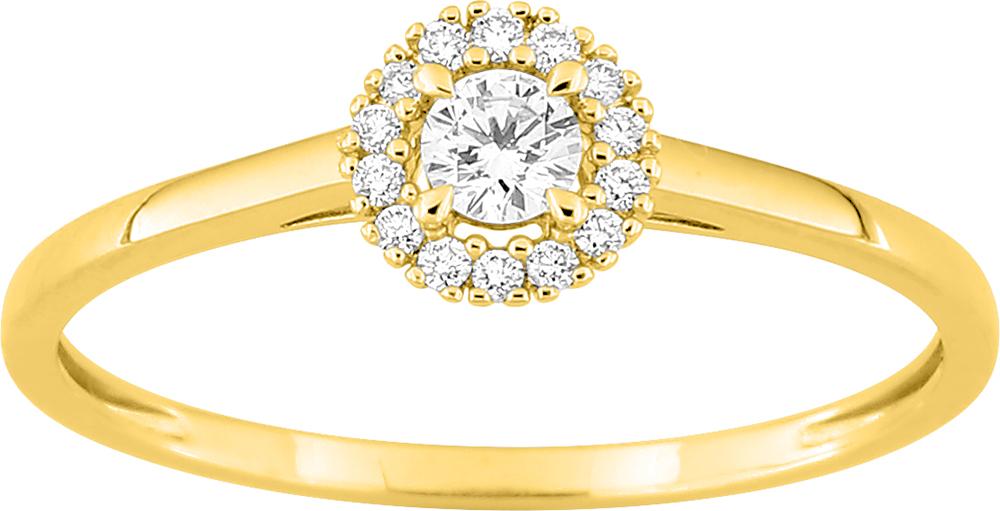 Bague solitaire en or jaune 9ct et diamants de laboratoire 415L3