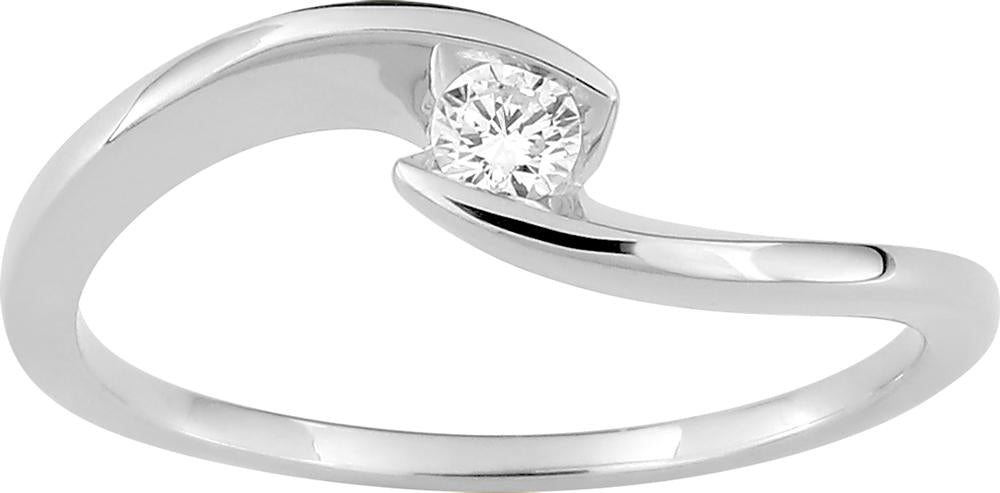Bague solitaire en or blanc 9ct et diamants de laboratoire 405L2