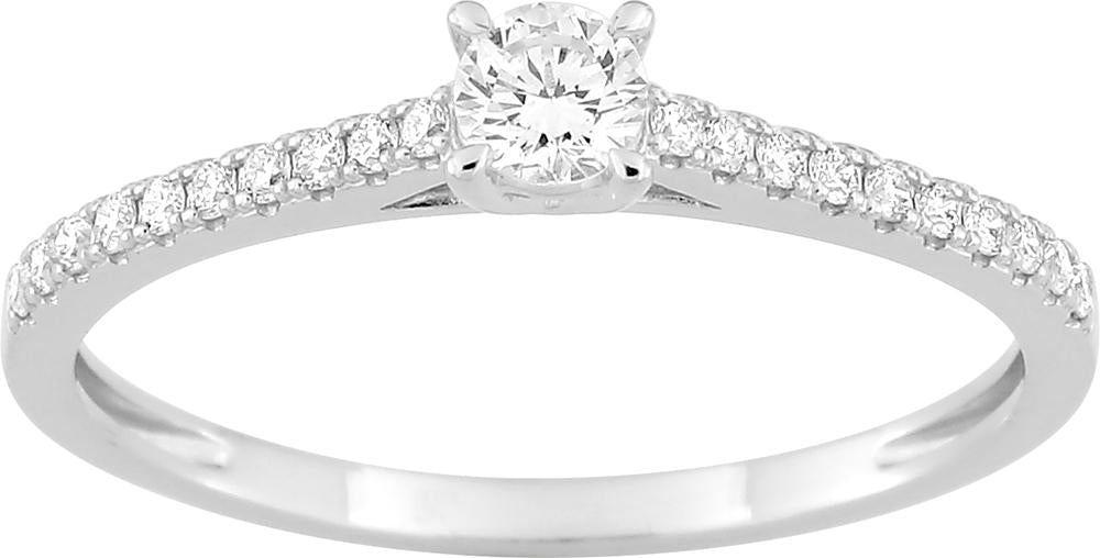 Bague solitaire accompagné en or blanc 9ct et diamants de laboratoire 405L6