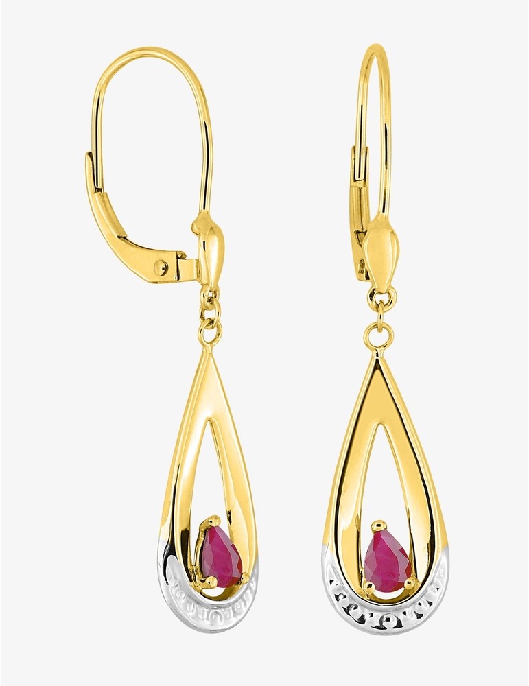 Boucles d'oreilles en or 9ct + rubis 482-140