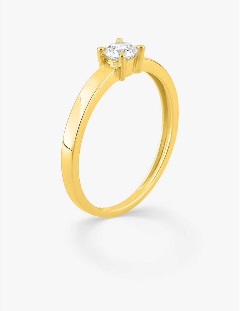 Bague solitaire en or jaune 9ct et diamants de laboratoire 415L10