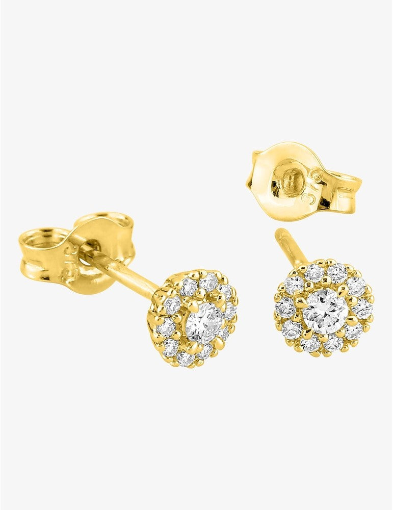 Boucles d'oreilles en or jaune 9ct et diamants de laboratoire 484-150