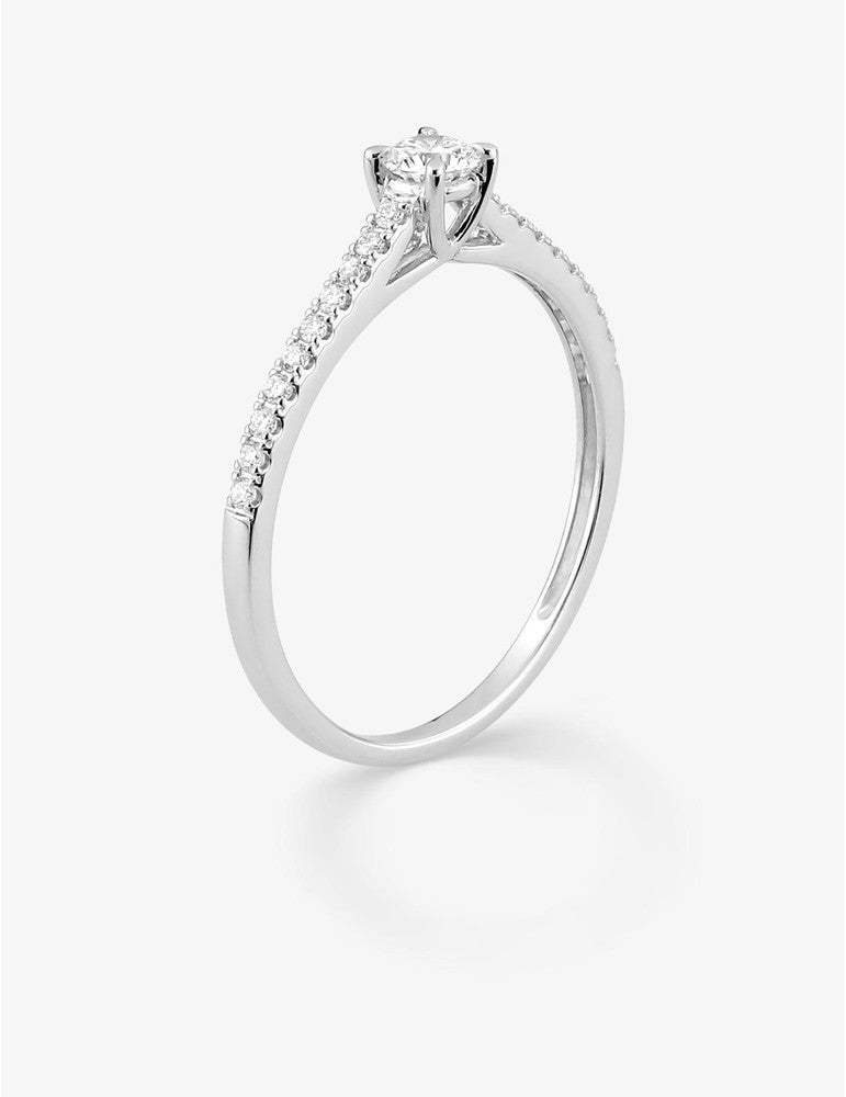 Bague solitaire accompagné en or blanc 9ct et diamants de laboratoire 405L6