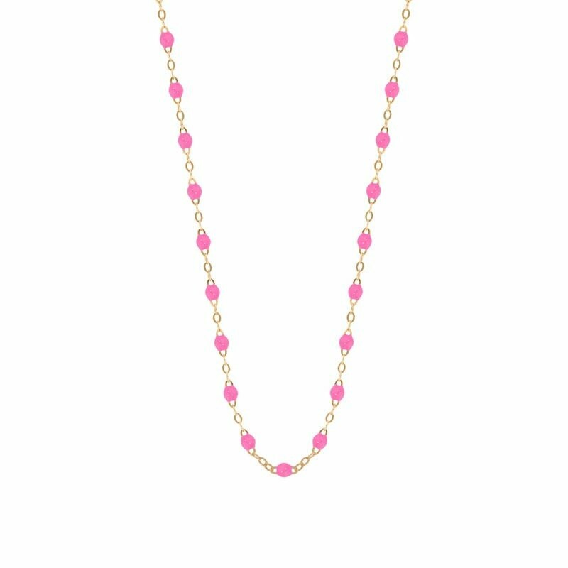 Collier Gigi Clozeau Classique en or rose et résine rose fluo, 42cm