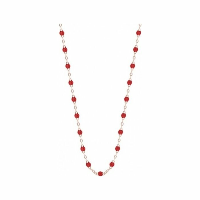 Collier Gigi Clozeau Classique en or rose et résine rouge coquelicot, 60cm