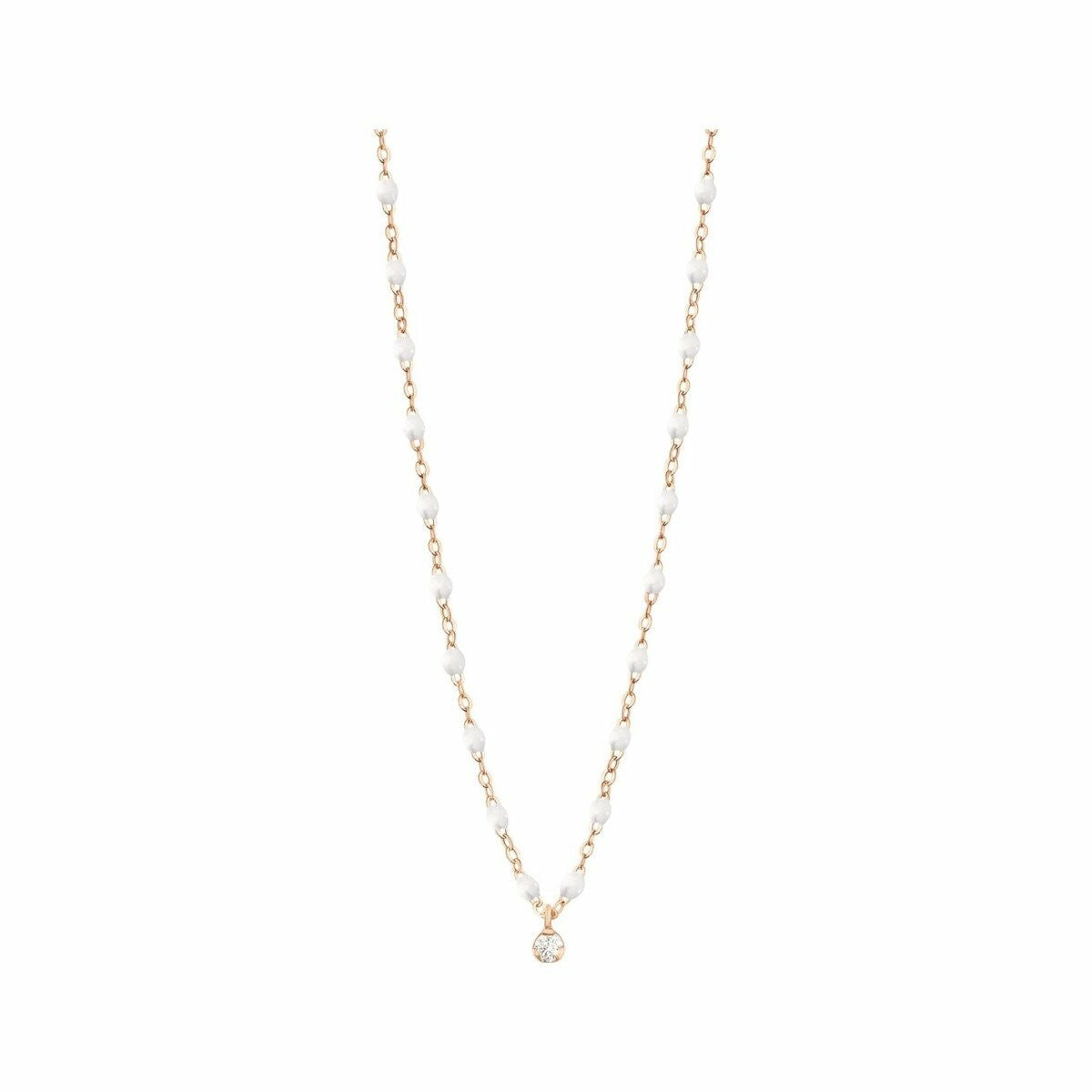 Collier Gigi Clozeau Suprême en or rose, diamants et résine blanche, taille 42cm