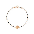 Bracelet Gigi Clozeau Trèfle Lumière en or rose, résine noire et diamant, 17cm