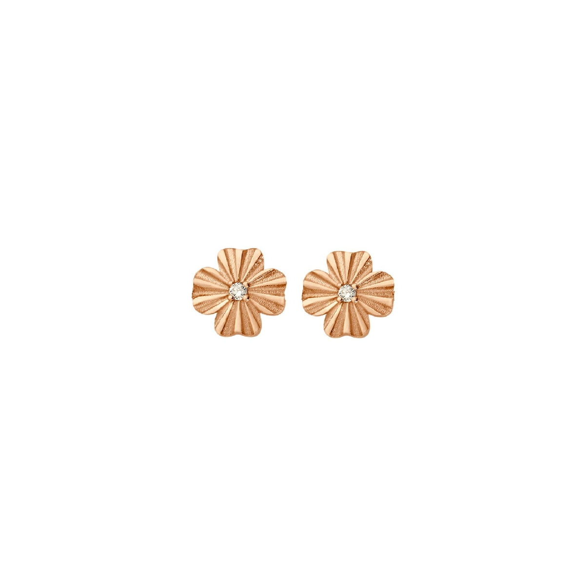 Boucles d'oreilles Gigi Clozeau Trèfle Lumière en or rose et diamants