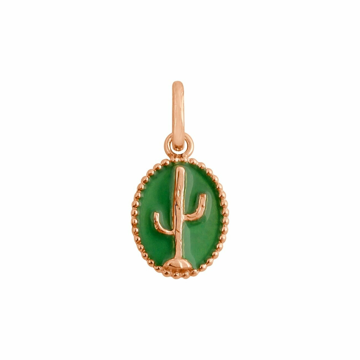 Pendentif Gigi Clozeau Cactus en or rose et résine verte