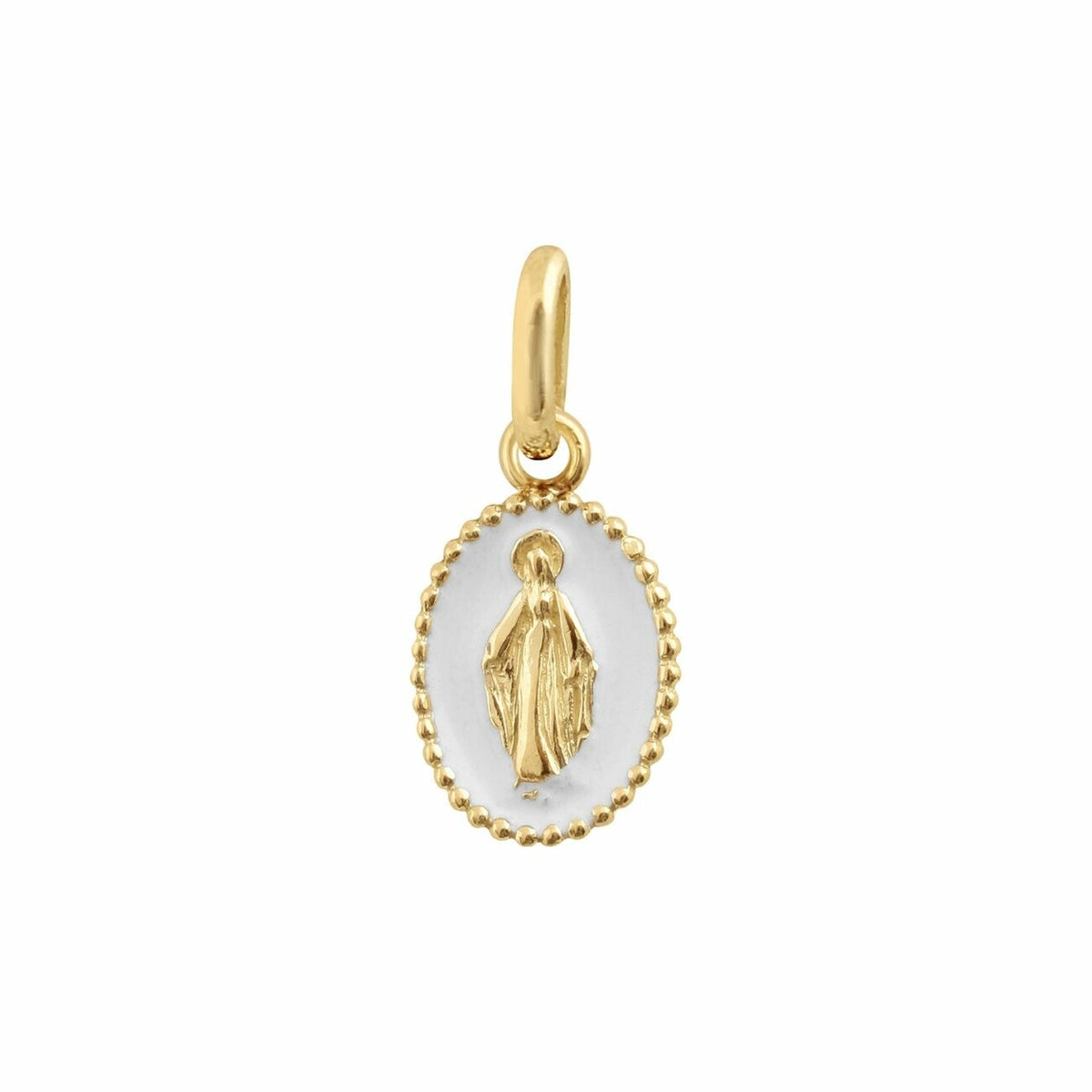 Pendentif Gigi Clozeau Madone en or jaune et résine blanche