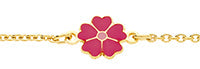 Bracelet enfant avec fleurs fuchsia en or 18ct