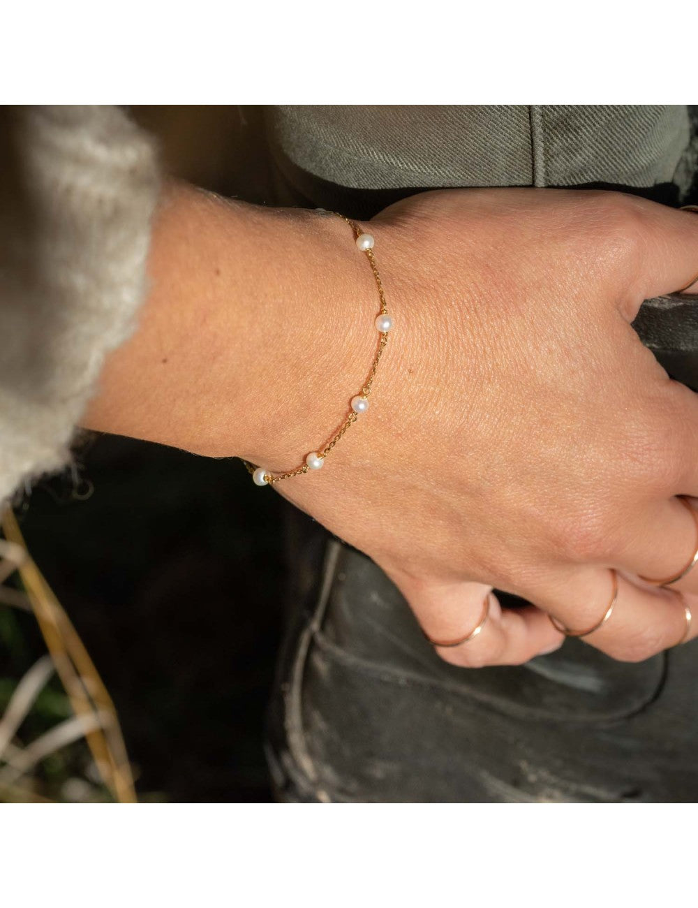 Bracelet neige en or 9ct et perles 445-1