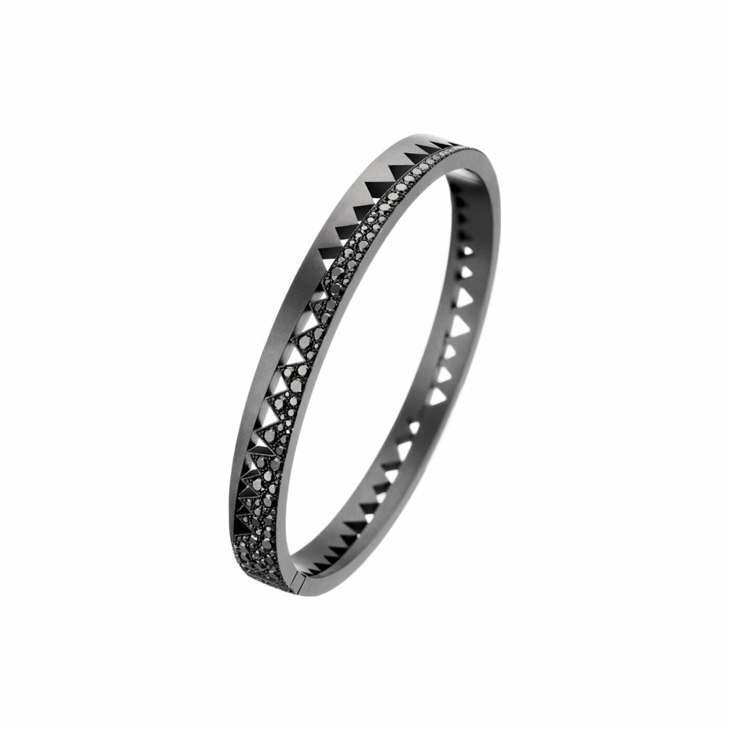 Bracelet Akillis bangle Capture Me en titane dlc noir semi pavé de diamants noirs