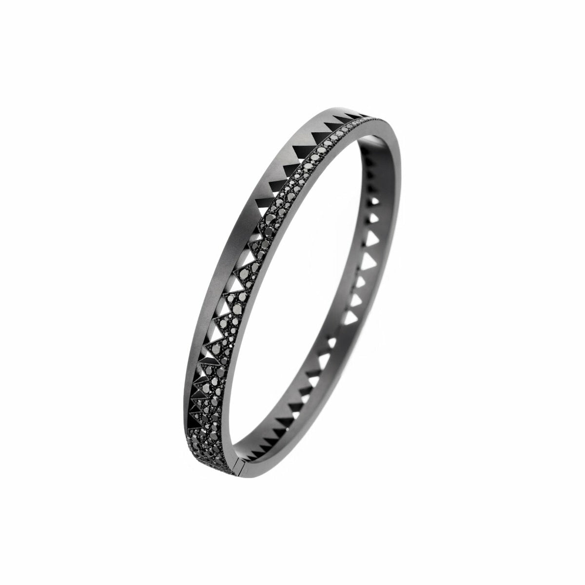 Bracelet Akillis bangle Capture Me en titane dlc noir semi pavé de diamants noirs