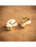 Boucles pastilles froissées en or jaune 9ct (grand modèle) 484-151