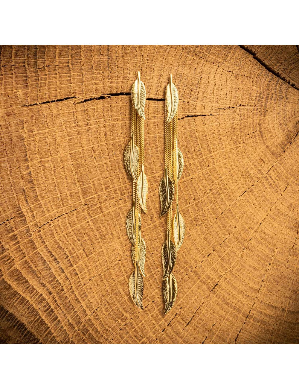 Boucles 6 plumes en or jaune 9ct 482-125