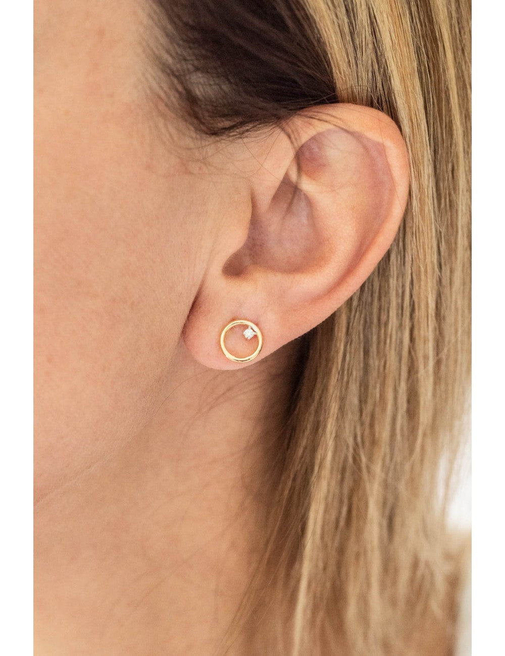 Boucles cercles en or jaune 9ct et diamants 484-161