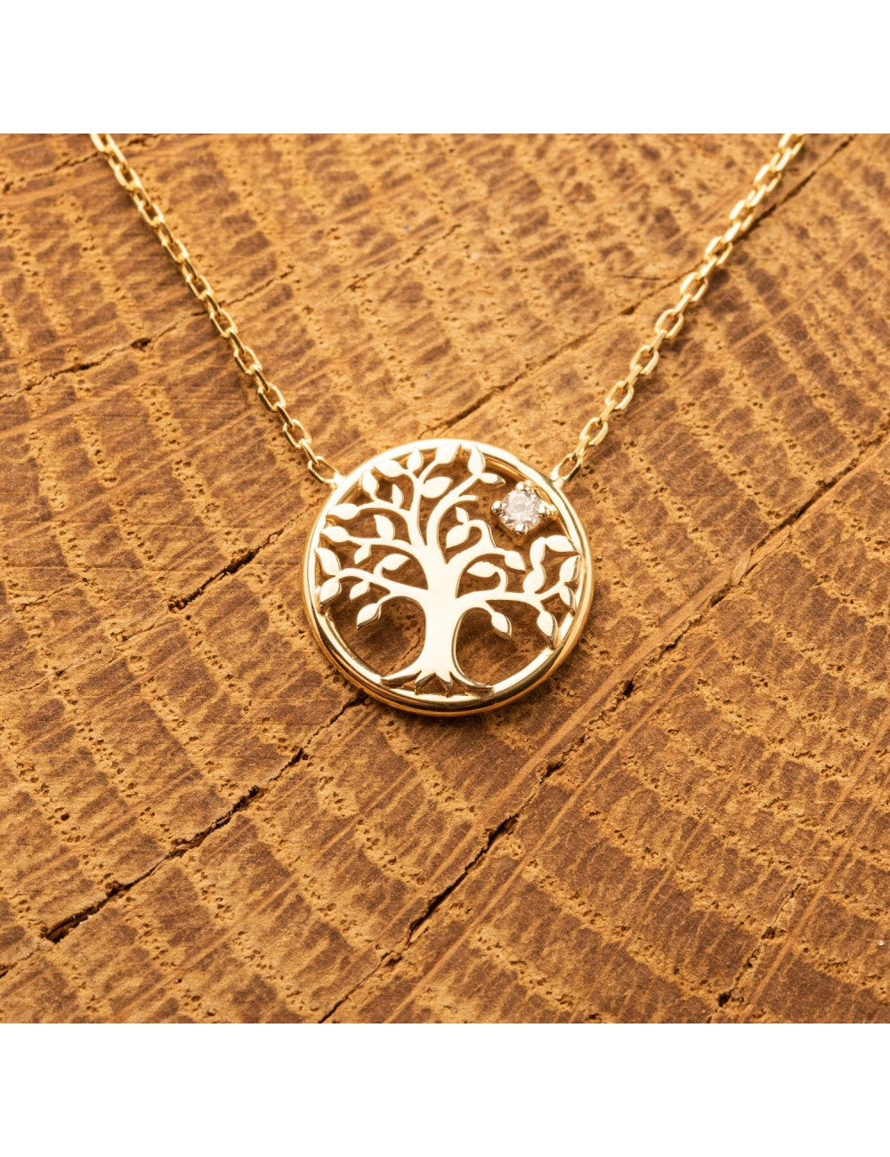 Collier en or 9ct arbre de vie et diamant 453-46