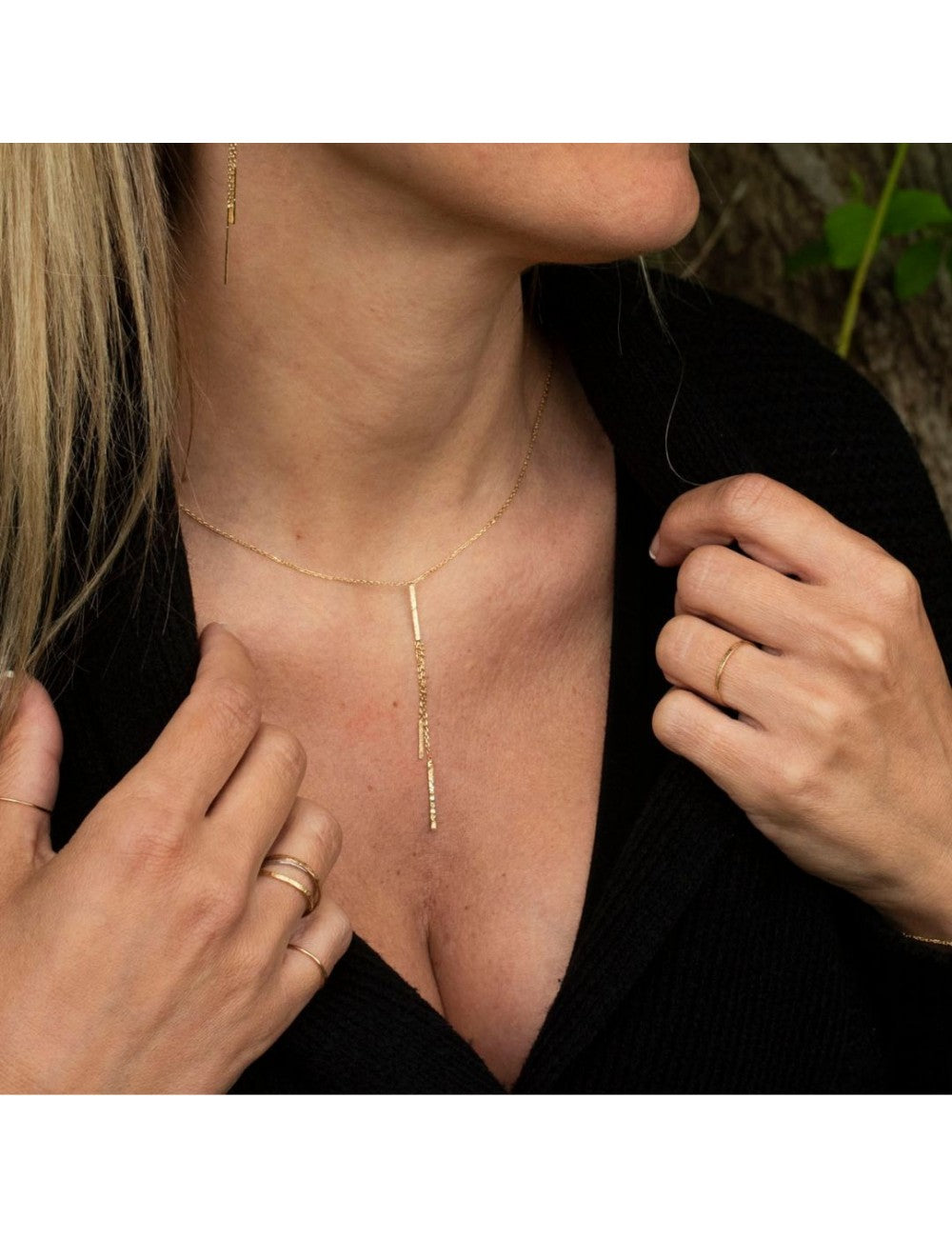 Collier Y en or jaune 9ct - 453-59