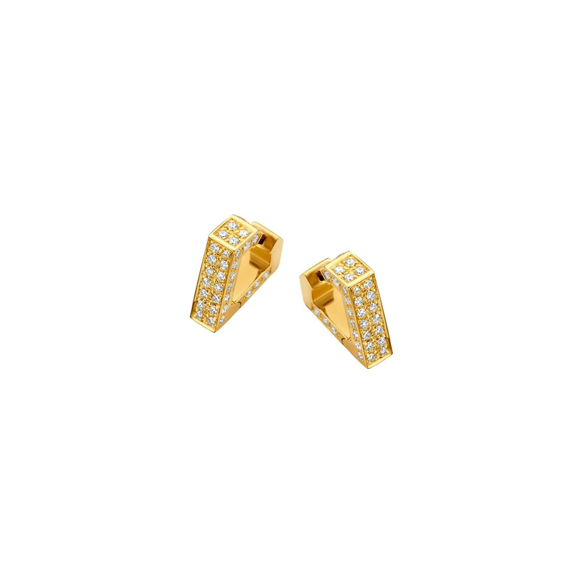 Boucles d'oreilles Dries Criel Brute en or jaune et diamants