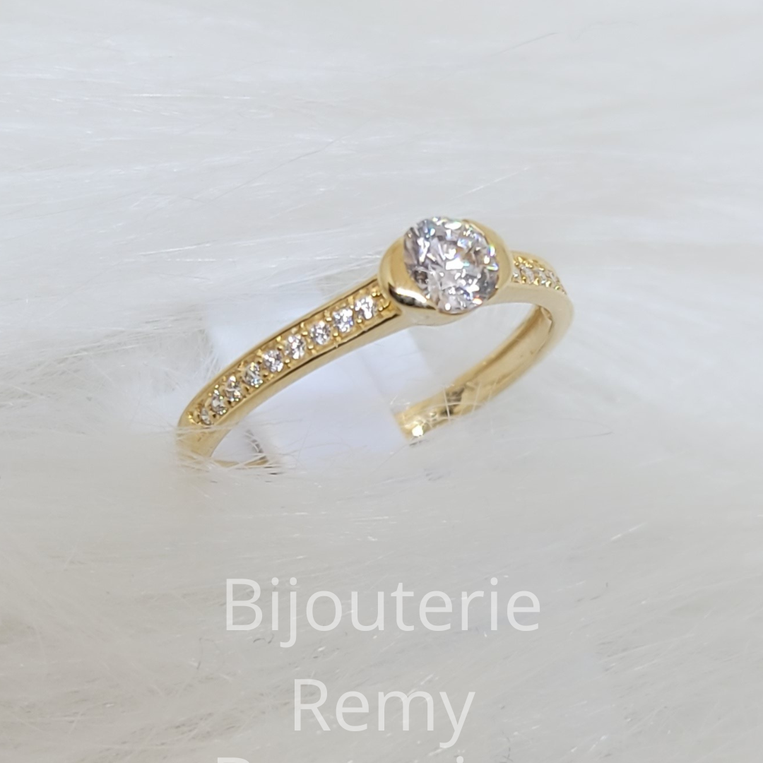 Solitaire accompagné en Or bicolore 18CT et zirconium 314-18