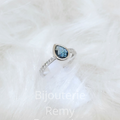 Bague poire en Or Blanc 18CT Topaze London et diamants 307-89