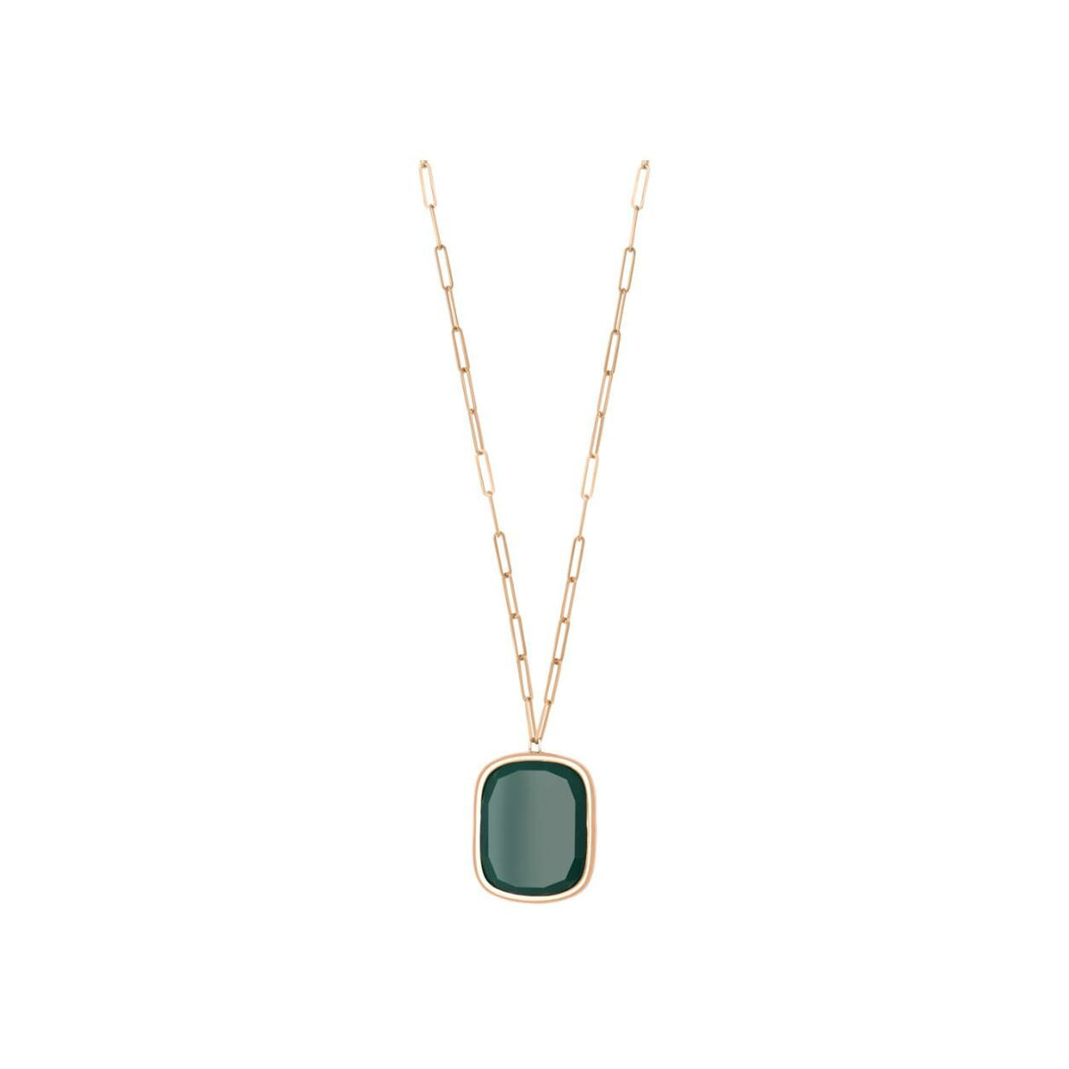 Collier en or rose et agate verte