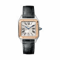 Montre Santos-Dumont Petit modèle, mouvement quartz, or rose, acier, cuir