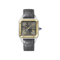 Montre Santos-Dumont, Grand modèle, mouvement quartz, or jaune, acier, cuir