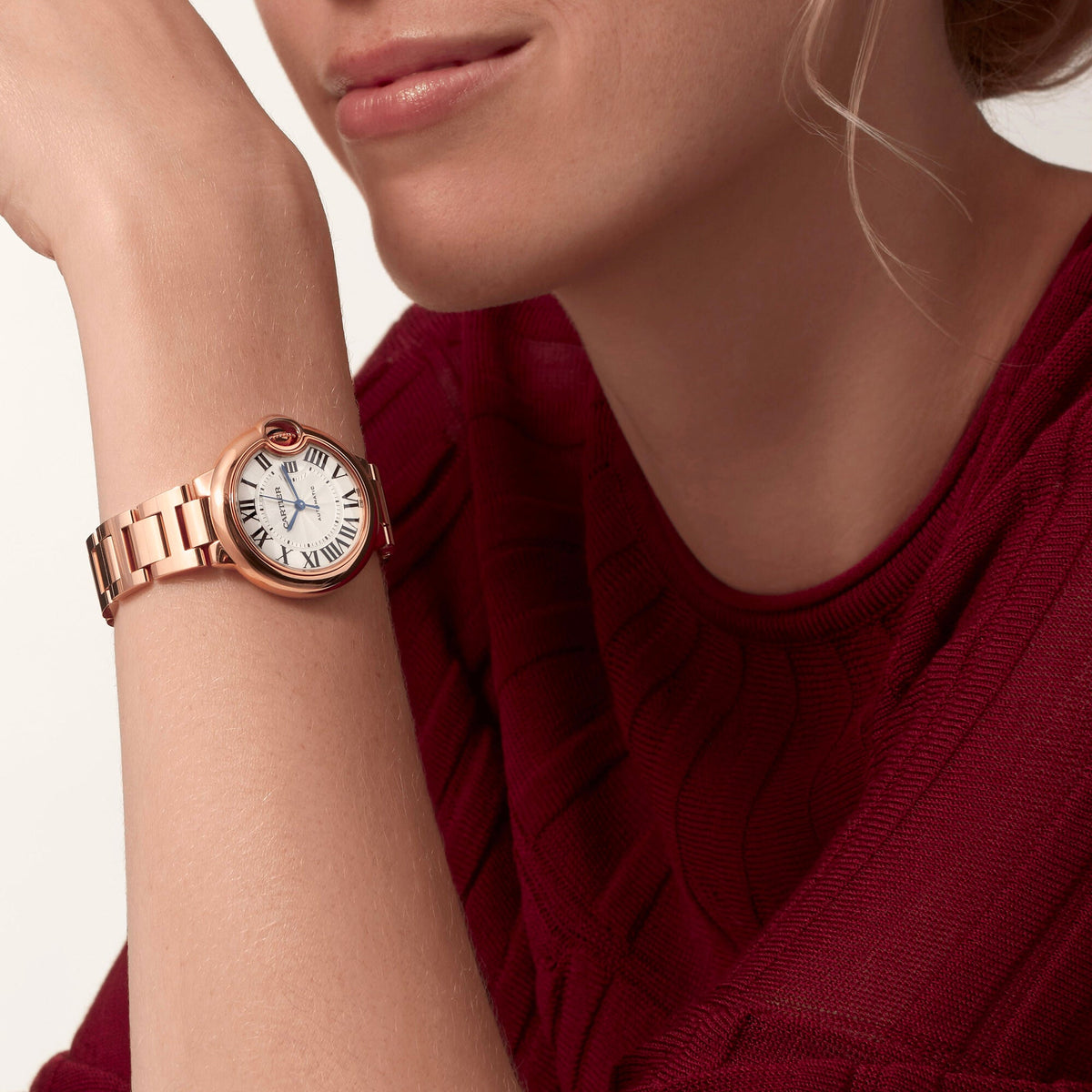Montre Ballon Bleu de Cartier 33 mm, mouvement mécanique automatique, or rose