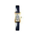 Montre Tank Américaine, Mini modèle, mouvement quartz, or jaune, cuir