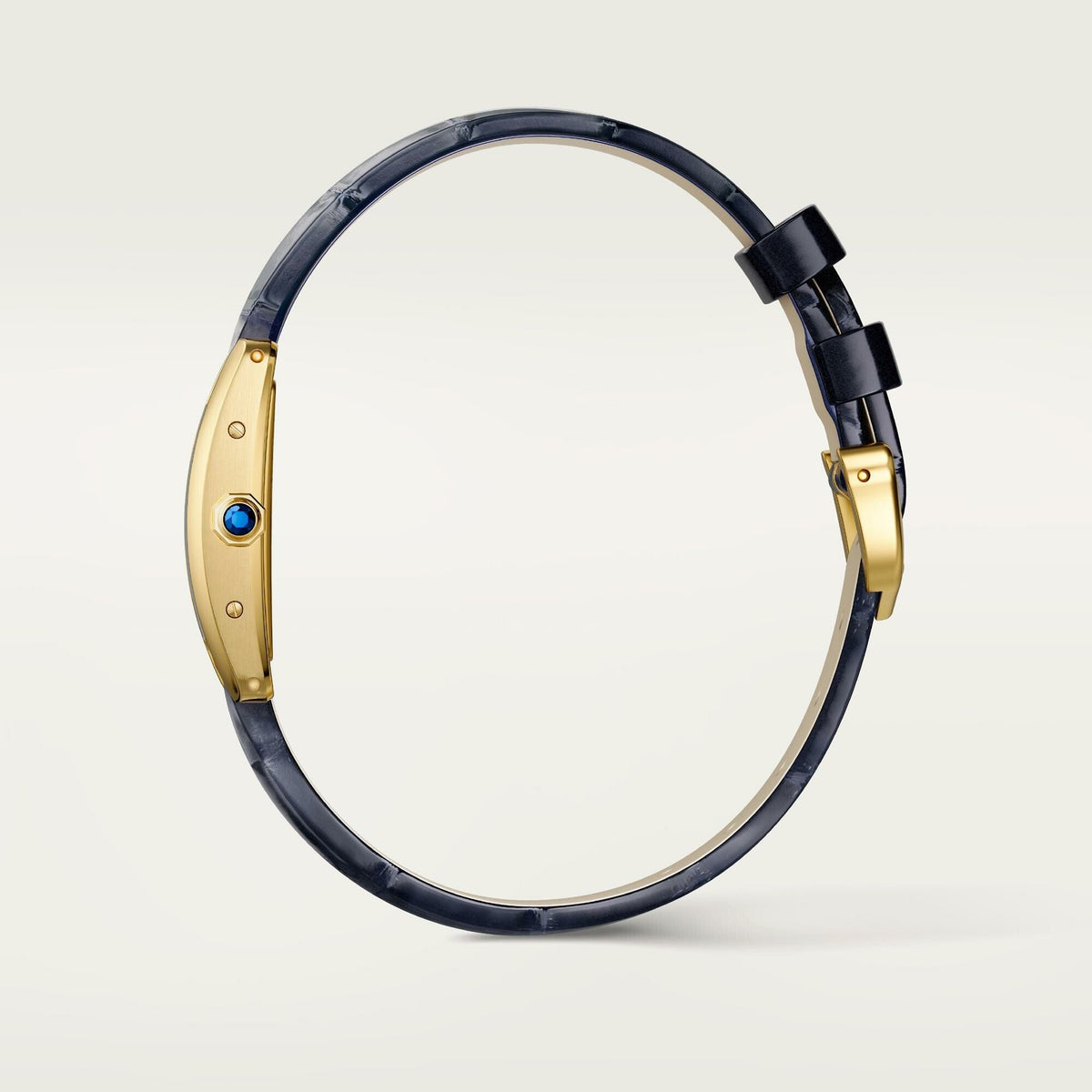 Montre Tank Américaine, Mini modèle, mouvement quartz, or jaune, cuir