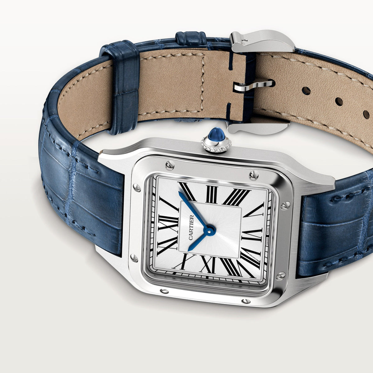 Montre Santos-Dumont Petit modèle, mouvement quartz, acier, cuir