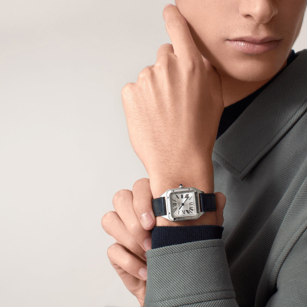 Montre Santos-Dumont Petit modèle, mouvement quartz, acier, cuir