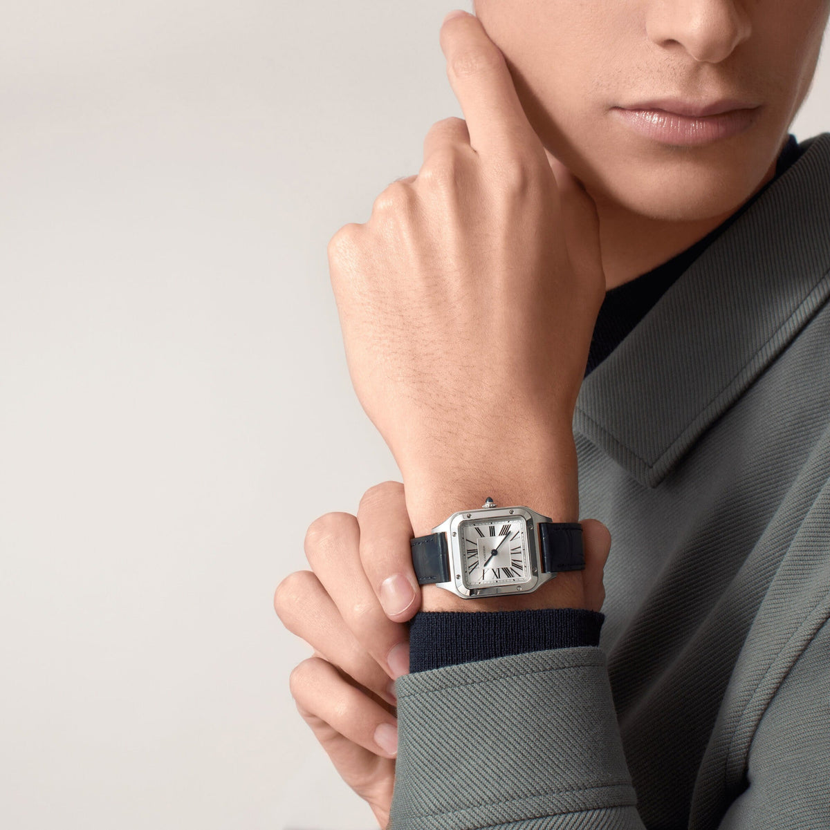 Montre Santos-Dumont Petit modèle, mouvement quartz, acier, cuir