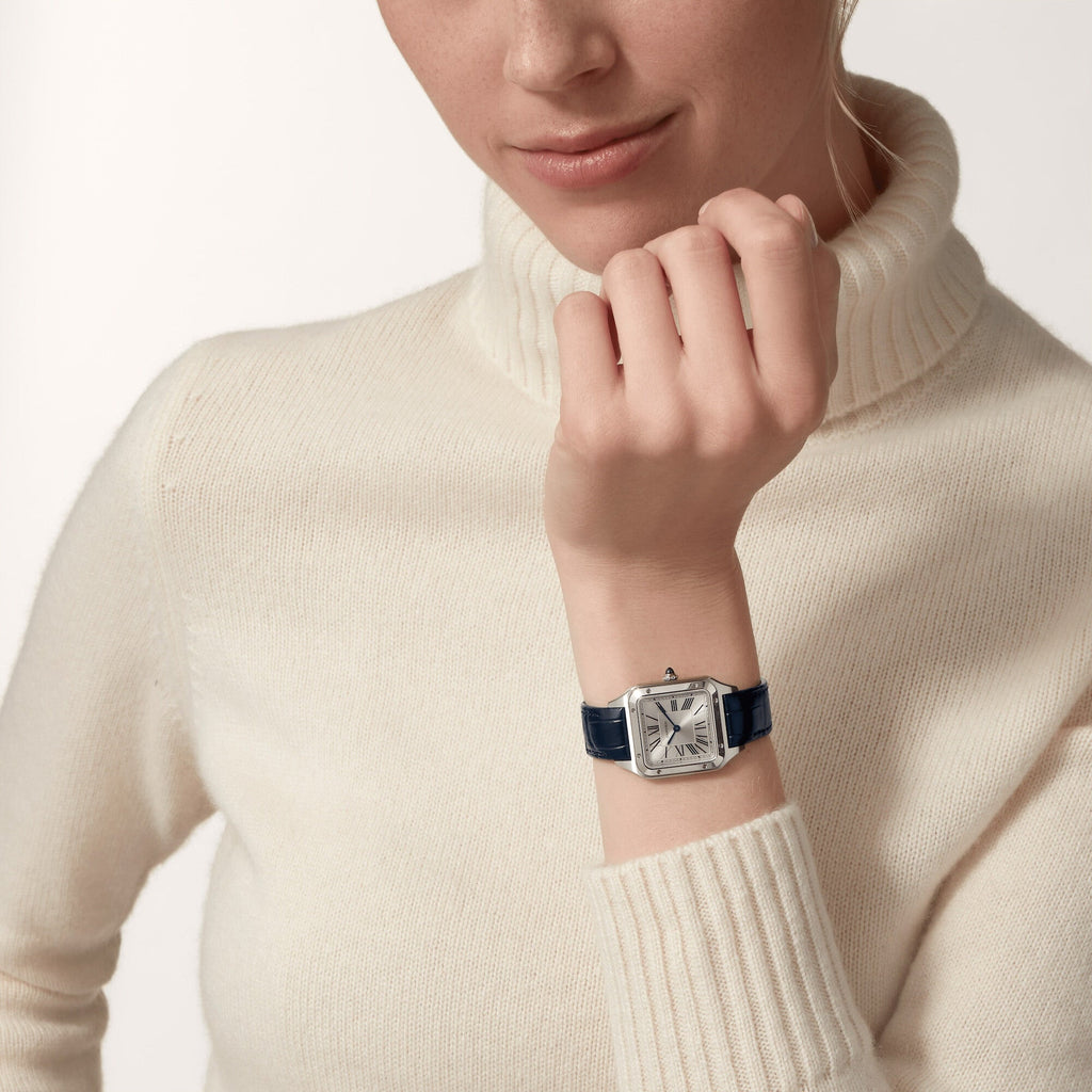 Montre Santos-Dumont Petit modèle, mouvement quartz, acier, cuir